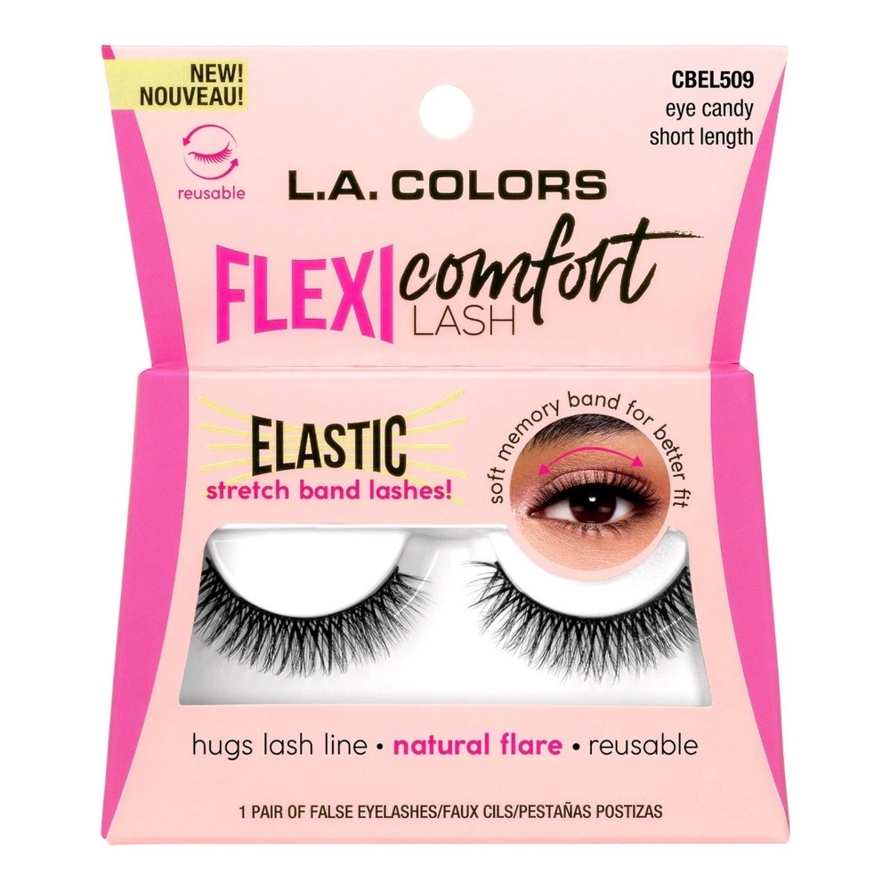 L.A. COLORS False Eyelashes Eye Candy Black Natural Flare Flexi-Comfort CBEL509